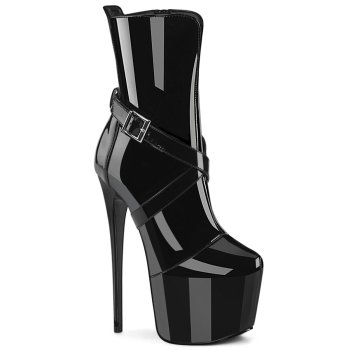 Bottines sexy noires vernies à bride amovible & talon 18 cm |34,5 à 44