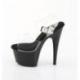 Sandale pole dance transparente à plateforme noire vernis et talon 18 cm Pleaser