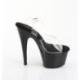 Sandale pole dance transparente à plateforme noire vernis et talon 18 cm Pleaser