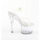 Sandale pole dance transparente à plateforme plexi et talon 18 cm Pleaser