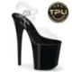 Sandale pole dance transparente à plateforme noire vernis et talon 20 cm FLAM808PREM/CTPU/B