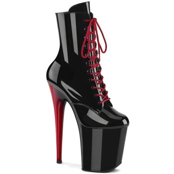 Chaussure pole dance noir vernis  talon 20cm - FLAM1020/B/B-R  CLePied