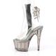 Bottine pole dance transparente à dos ouvert à lacets sur plateforme fumée et talon 18 cm - Pleaser Shoes