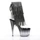 Bottine Pole dance noire ouverte avec franges de strass à talon 18 cm | Pleaser hight Heels