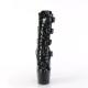 Bottine pole dance à boucles noire vernie à plateforme noire vernie et talon 18 cm | Pleaser