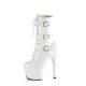 Bottine à boucles blanche vernie à plateforme et talon aiguille 18 cm | Pleaser hight heels