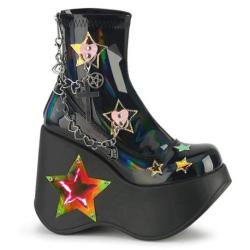 Bottines Plateformes Gothiques LED "Étoiles & Chaînes" Demonia Cult