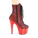 Bottine rouge à résille noire à plateforme rouge et talon 18 cm | Pleaser
