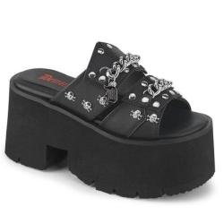 Mules Plateformes Gothiques "Skulls & Chains Demonia Cult Ashes-08