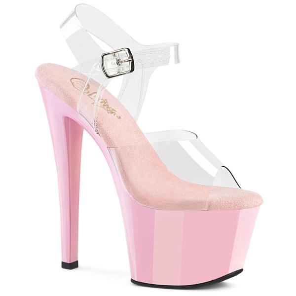Sandale pole dance plateforme rose vernis talon 18 cm Pleaser