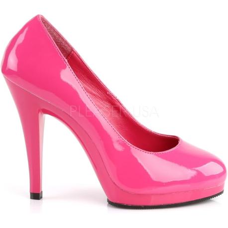 Escarpin bout rond rose fuchsia à talon et petite plateforme taille 36,5