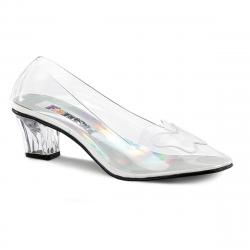 Escarpin transparent petit talon carré 5 cm pas cher