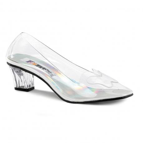Escarpin transparent petit talon carré 5 cm pas cher