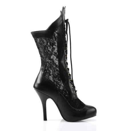 Bottines Victoriennes en Dentelle noire à Talon Haut 12 cm