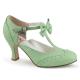 Escarpin Pin-Up année 50 vert à bride T et nœud papillon Chic et pas cher