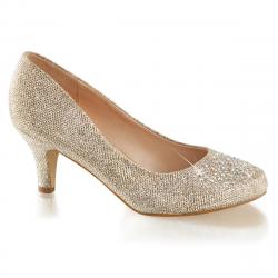 Escarpin doré & strass à petit talon pas cher