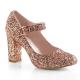 Escarpin à paillettes rose gold à talon carré 10 cm | Chic et pas cher
