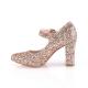 Escarpin à paillettes rose gold à talon carré 10 cm | Chic et pas cher