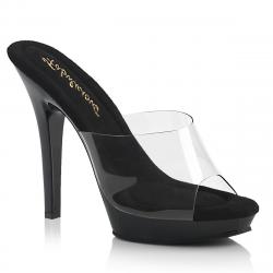 Mules transparentes à plateforme noire | Talons 13 cm sexy & chic