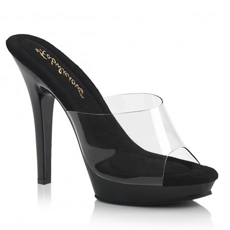 Mules transparentes à plateforme noire | Talons 13 cm sexy & chic
