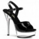 Chaussure pole dance noire à talon chromé et strass pas chère
