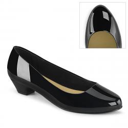 Escarpin noir vernis petit talon à bout rond Promo