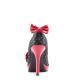 Escarpin Pin-Up satin Noir à Pois blanc et noeud rouge haut talon
