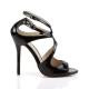 Sandale Noire Vernie à Talon aiguille sexy 12,7 cm Pleaser