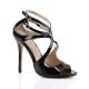 Sandale Noire Vernie à Talon aiguille sexy 12,7 cm Pleaser