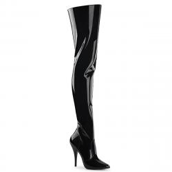 Cuissarde Noire Vernie Fetish à Talon Aiguille 12,7 cm | PROMO
