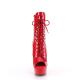Bottine pole dance peep toe rouge vernis à plateforme assortie et talon 15 cm Pleaser