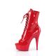 Bottine pole dance peep toe rouge vernis à plateforme assortie et talon 15 cm Pleaser