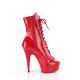 Bottine pole dance peep toe rouge vernis à plateforme assortie et talon 15 cm Pleaser