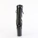 Bottine pole dance noire vernis pailletée à plateforme assortie et talon 20 cm Pleaser