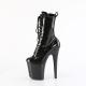 Bottine pole dance noire vernis pailletée à plateforme assortie et talon 20 cm Pleaser