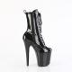 Bottine pole dance noire vernis pailletée à plateforme assortie et talon 20 cm Pleaser