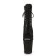 Bottine pole dance peep toe en suédine noire à plateforme assortie et talon 20 cm Pleaser