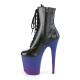 Chaussure pole dance noire mate à plateforme dégradé bleu/violet mate et talon 20 cm Pleaser