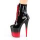Chaussure pole dance noire vernis à plateforme dégradé rouge et noir vernis et talon 20 cm Pleaser