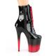 Bottine pole dance noire vernis à plateforme dégradé rouge et noir vernis et talon 20 cm Pleaser
