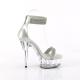 Sandale pole exotic argentée strass à plateforme plexi et talon 15 cm Pleaser