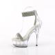 Sandale pole exotic argentée strass à plateforme plexi et talon 15 cm Pleaser