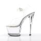 Sandale pole dance transparente à plateforme plexi et talon 18 cm Pleaser