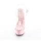 Sandale pole dance transparente à plateforme rose vernis et talon 15 cm Pleaser