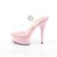 Sandale pole dance transparente à plateforme rose vernis et talon 15 cm Pleaser