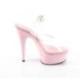 Sandale pole dance transparente à plateforme rose vernis et talon 15 cm Pleaser