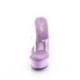 Mule pole dance transparente à plateforme violette vernis et talon 15 cm Pleaser