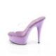 Mule pole dance transparente à plateforme violette vernis et talon 15 cm Pleaser