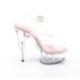 Sandale pole dance transparente à plateforme plexi et talon 15 cm Pleaser