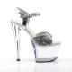 Sandale pole exotic argent pailletée à plateforme plexi et talon 18 cm SKY310/SG/C